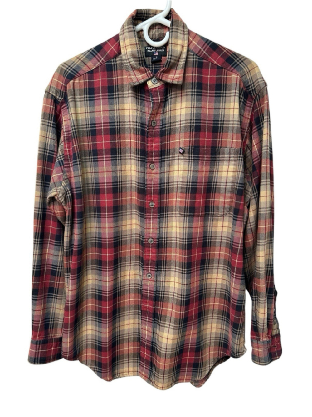 Polo Jeans Ralph Lauren Button-down Flannel Shirt Mens Medium Long Sleeves